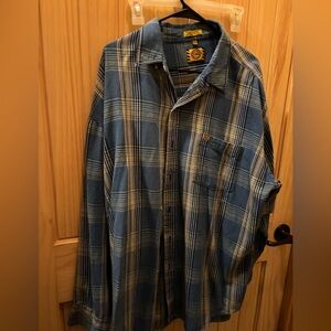 Justin Boots Blue Plaid Men's long sleeve button up Shirt size XXL